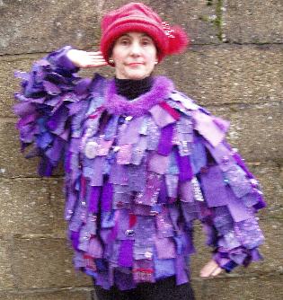 Red Hat regalia with marabou feather collar